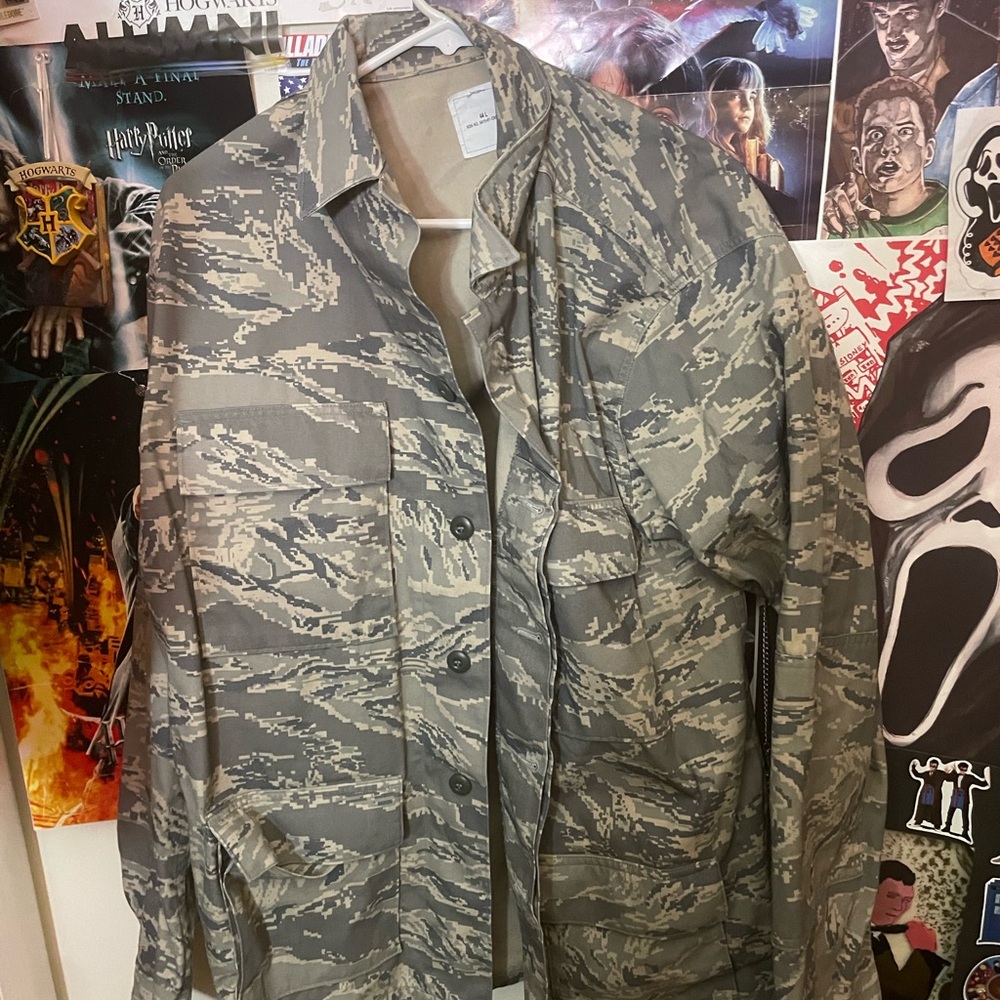 Gray Military Field Jacket with Camouflage Pattern